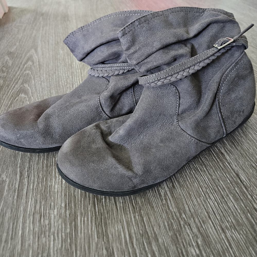 Gray Suede Ankle Boots